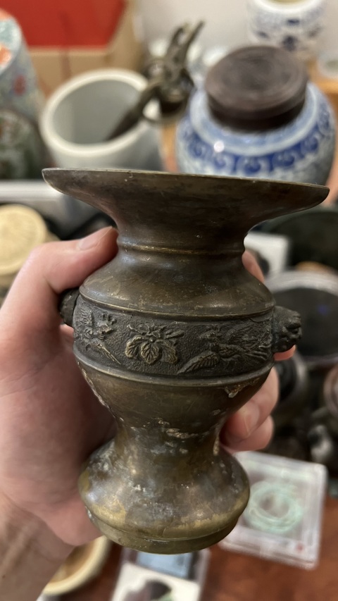 古玩雜項(xiàng)清末銅花弧拍賣(mài)，當(dāng)前價(jià)格199元