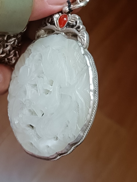 古玩雜項(特價)晚清民國銀包玉掛飾拍賣,當前價格2580元
