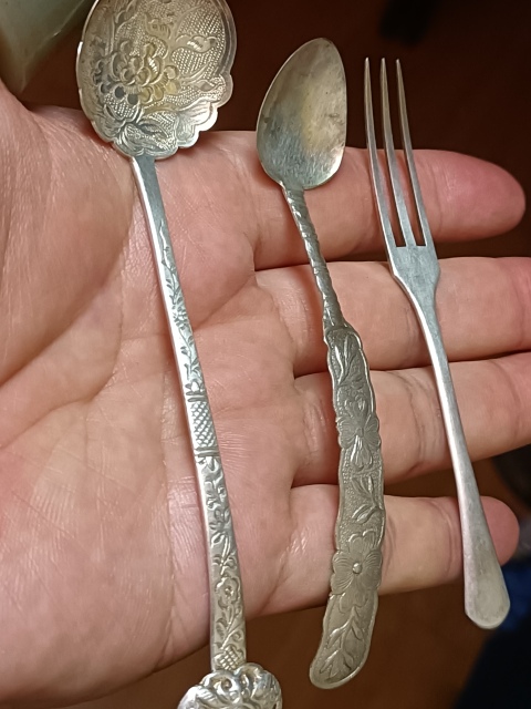 古玩雜項晚清民國銀質餐具拍賣，當前價格1580元