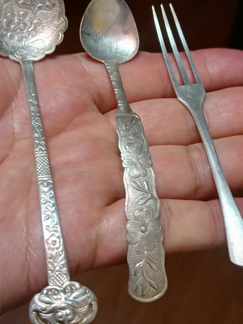 古玩雜項晚清民國銀質餐具拍賣，當前價格1580元