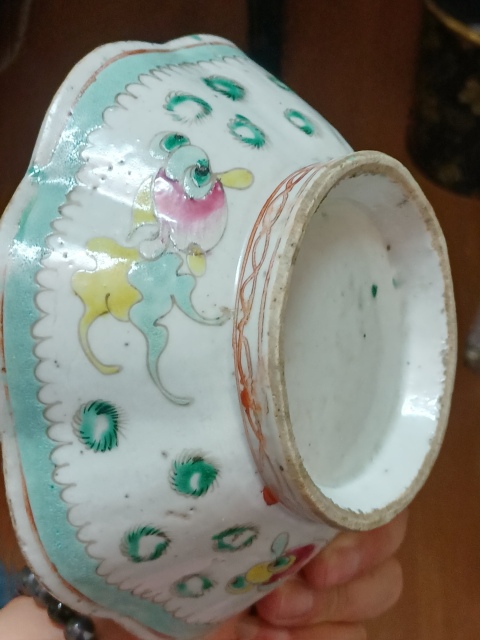 古玩陶瓷晚清粉彩金玉滿堂紋花口貢盤拍賣,當前價格680元