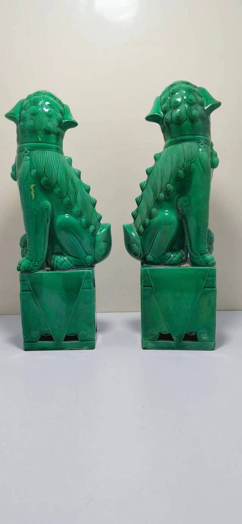 古玩陶瓷綠釉雕塑獅子座像拍賣,當前價格1600元