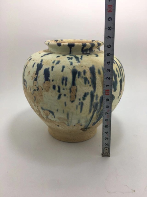 古玩陶瓷唐三彩·灑藍罐拍賣,當前價格60000元