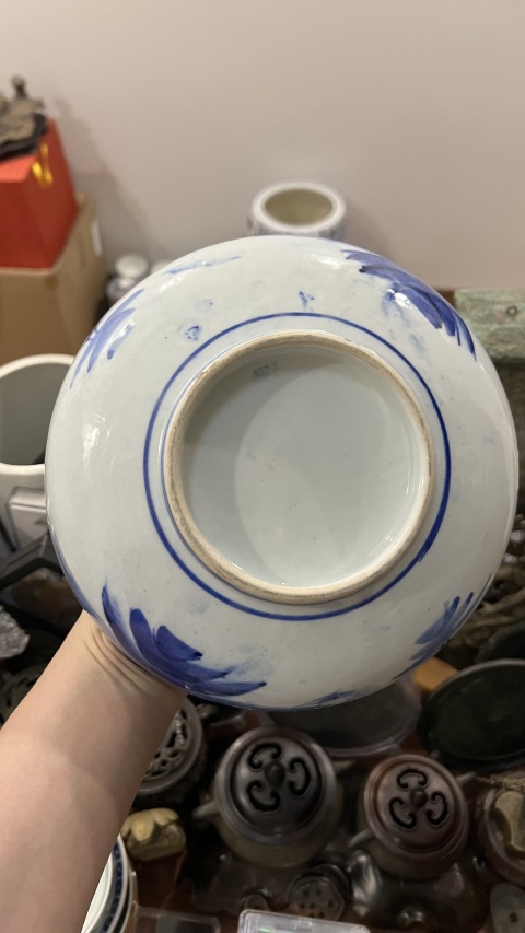 古玩陶瓷清末山水紋青花盤拍賣，當(dāng)前價(jià)格299元