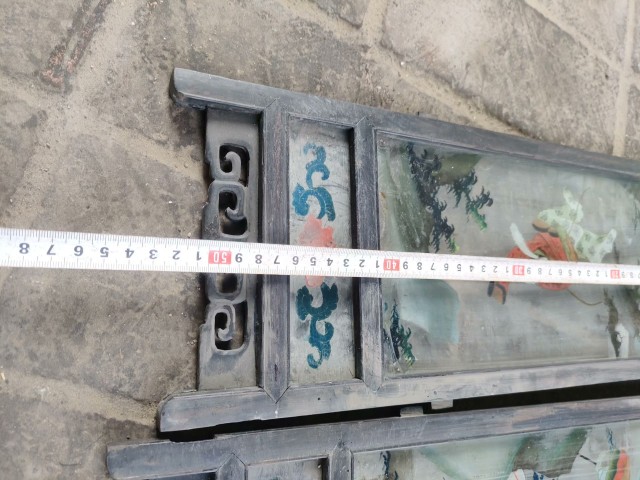 古玩雜項老紅木玻璃畫案屏拍賣，當前價格3600元