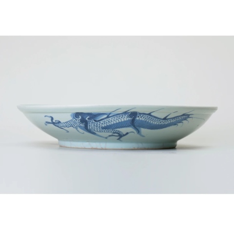 古玩陶瓷清·全品大盤(pán)雍乾過(guò)墻龍紋青花大盤(pán)拍賣(mài),當(dāng)前價(jià)格7000元