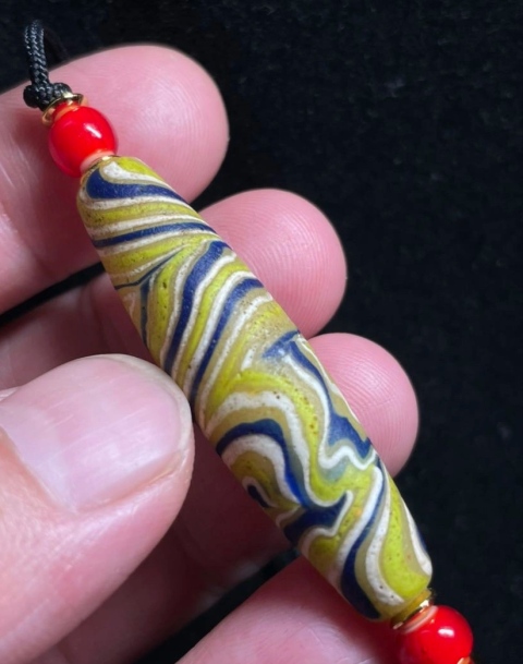 古玩玉器百年.斑馬紋琉璃珠拍賣，當(dāng)前價(jià)格680元