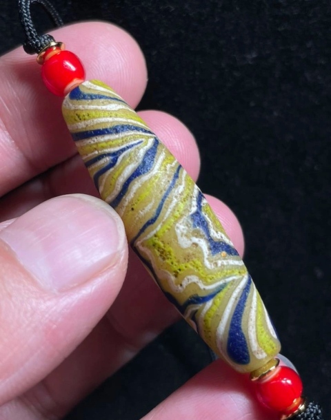 古玩玉器百年.斑馬紋琉璃珠拍賣，當(dāng)前價(jià)格680元