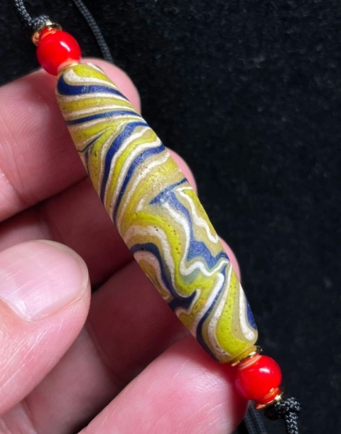 古玩玉器百年.斑馬紋琉璃珠拍賣，當(dāng)前價(jià)格680元