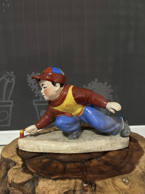 古玩陶瓷放鞭炮圖塑像拍賣，當前價格360元