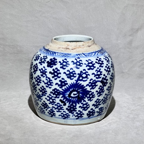 古玩陶瓷清雍正 青花鳳眼罐 全品拍賣,當前價格680元