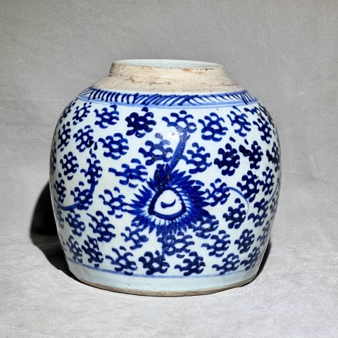 古玩陶瓷清雍正 青花鳳眼罐 全品拍賣,當前價格680元