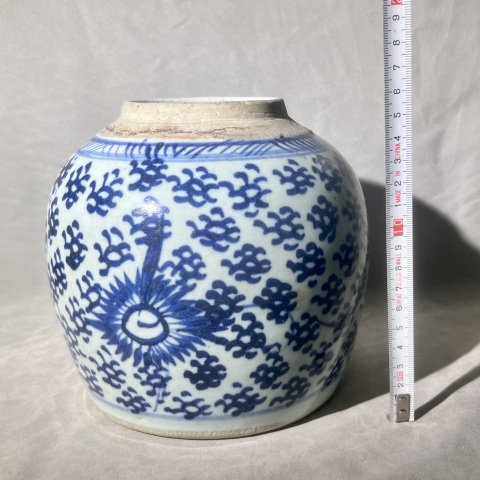 古玩陶瓷清雍正 青花鳳眼罐 全品拍賣,當前價格680元
