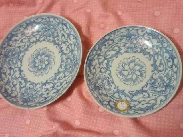 古玩陶瓷清中期青花淡描花卉紋盤一對拍賣,當前價格1280元