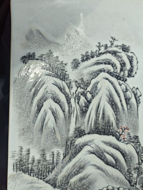 古玩陶瓷雪景山水人物瓷板畫???拍賣,當前價格3888元