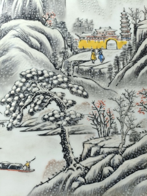 古玩陶瓷雪景山水人物瓷板畫???拍賣,當前價格3888元