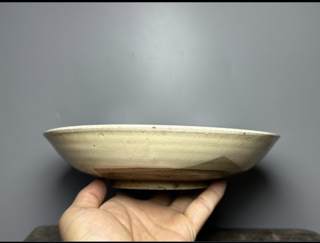 古玩陶瓷元代磁州窯白地黑花折枝桃紋盤（一流畫工）拍賣，當前價格1200元