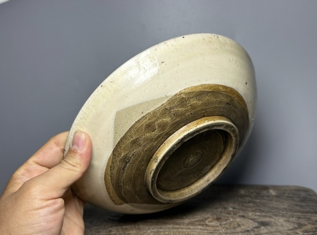 古玩陶瓷元代磁州窯白地黑花折枝桃紋盤（一流畫工）拍賣，當前價格1200元