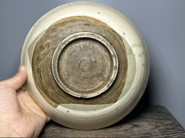 古玩陶瓷元代磁州窯白地黑花折枝桃紋盤（一流畫工）拍賣，當前價格1200元