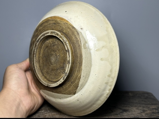 古玩陶瓷元代磁州窯白地黑花折枝桃紋盤（一流畫工）拍賣，當前價格1200元