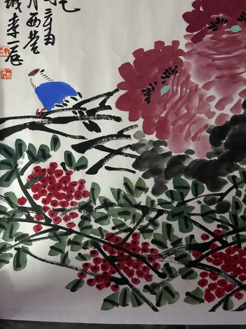 古玩字畫李一辰款寫意花鳥拍賣,當前價格988元