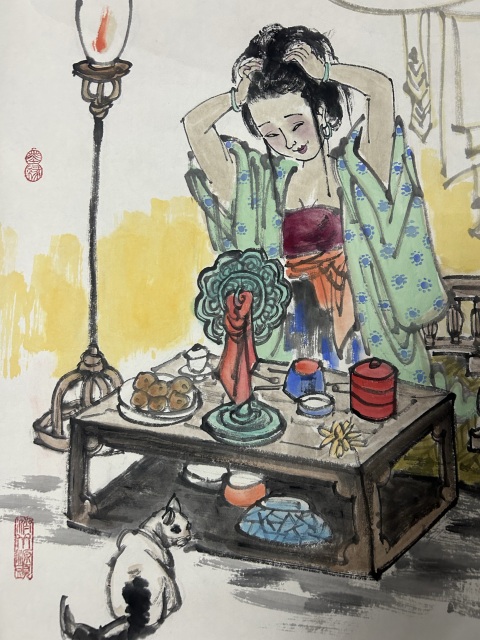 古玩字畫楊濟淮《佳人有約》人物拍賣,當前價格655元