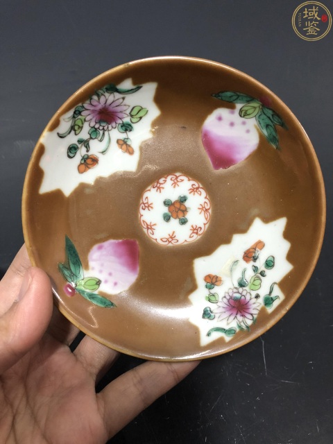 古玩陶瓷紫金釉開窗壽桃茶杯一套拍賣,當前價格2800元