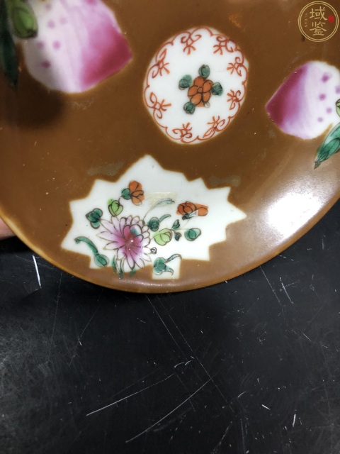 古玩陶瓷紫金釉開窗壽桃茶杯一套拍賣,當前價格2800元