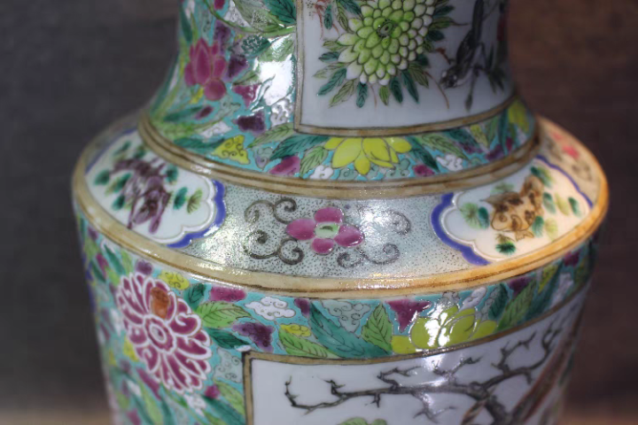 古玩陶瓷花鳥紋撇口瓶真品鑒賞圖