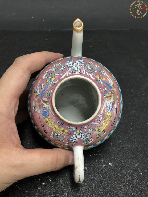 古玩陶瓷（保真卡）祝壽?；轭}材清粉彩龍鳳茶壺拍賣，當前價格3888元