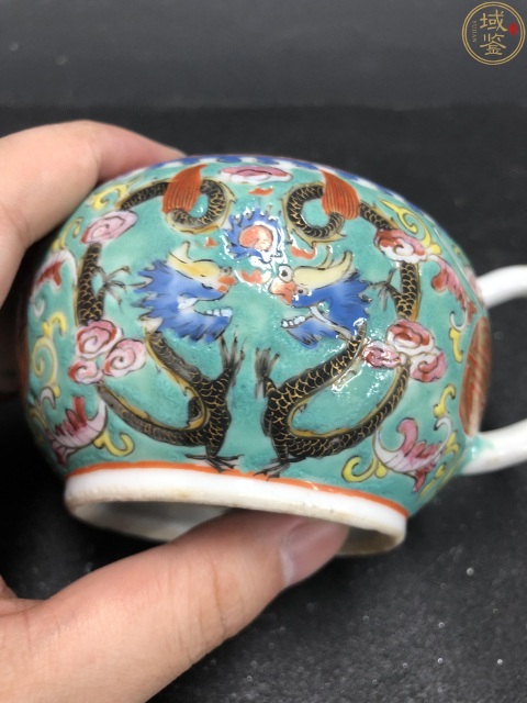 古玩陶瓷（保真卡）祝壽?；轭}材清粉彩龍鳳茶壺拍賣，當前價格3888元