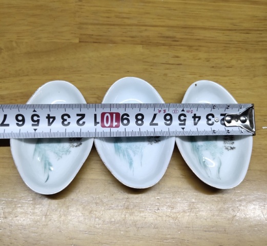 古玩陶瓷三只白釉綠彩山水人物小碟拍賣，當前價格188元