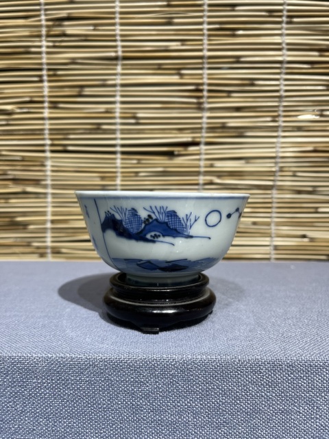 古玩陶瓷山水詩紋玉璧底碗拍賣,當前價格1800元
