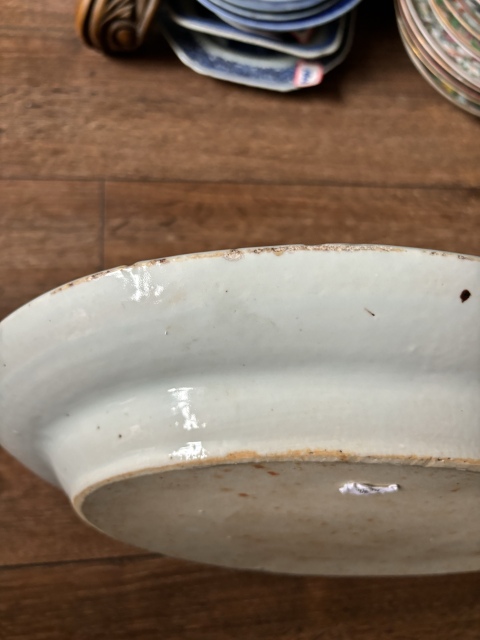 古玩陶瓷清中期青花亭臺樓閣山水紋盤拍賣，當前價格6600元