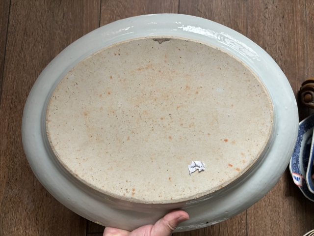 古玩陶瓷清中期青花亭臺樓閣山水紋盤拍賣，當前價格6600元