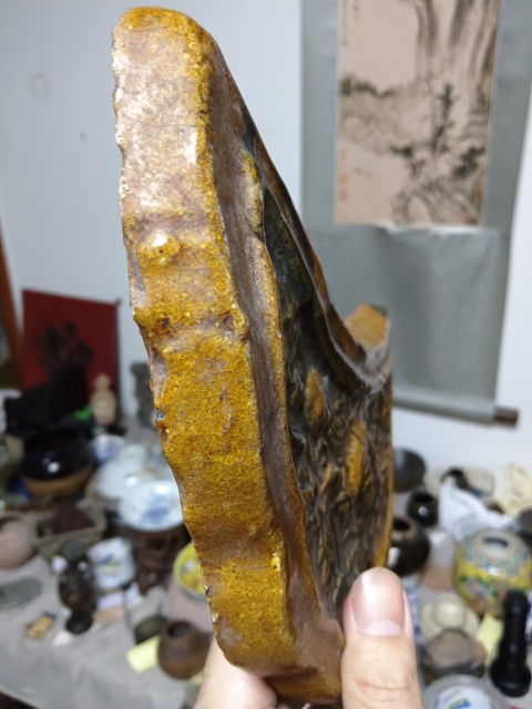 古玩陶瓷清代琉璃釉蓮花池塘紋水滴瓦拍賣，當前價格1000元
