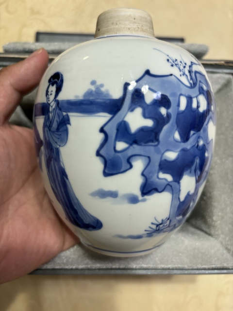 古玩陶瓷清康熙青花四美圖人物罐拍賣,當(dāng)前價格28000元