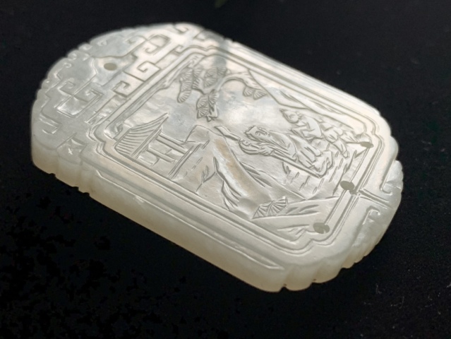 古玩玉器清中期精品和田白玉人物詩紋腰牌拍賣,當(dāng)前價(jià)格120000元