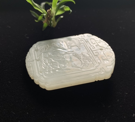 古玩玉器清中期精品和田白玉人物詩紋腰牌拍賣,當(dāng)前價(jià)格120000元