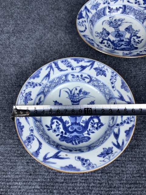 古玩陶瓷青花花卉紋盤一對拍賣,當前價格2288元
