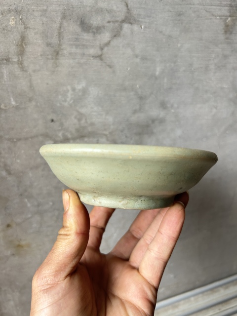 古玩陶瓷明早期 龍泉窯梅子青釉盤拍賣，當前價格255元