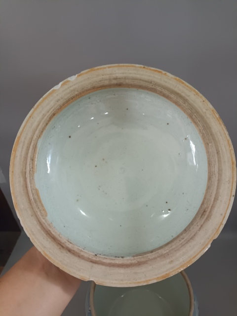 古玩陶瓷青花特大號纏蓮粥罐拍賣，當前價格388元