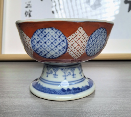 古玩陶瓷民國 精品青花加彩高足碗拍賣，當(dāng)前價格360元