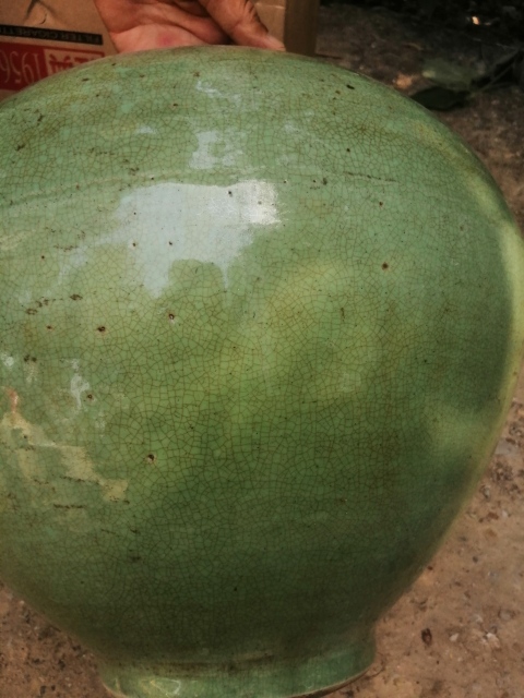 古玩陶瓷綠哥釉大罐拍賣，當前價格3000元