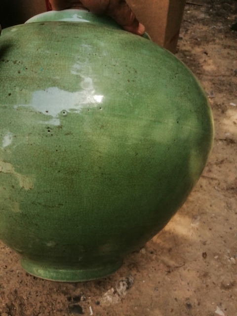 古玩陶瓷綠哥釉大罐拍賣，當前價格3000元