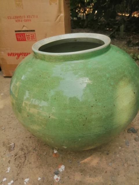 古玩陶瓷綠哥釉大罐拍賣，當前價格3000元