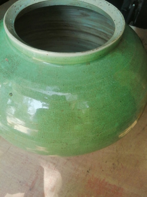 古玩陶瓷綠哥釉大罐拍賣，當前價格3000元