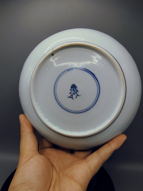 古玩陶瓷康熙翠毛藍(細路精品)?青花鳳穿牡丹圖賞盤拍賣,當前價格6000元
