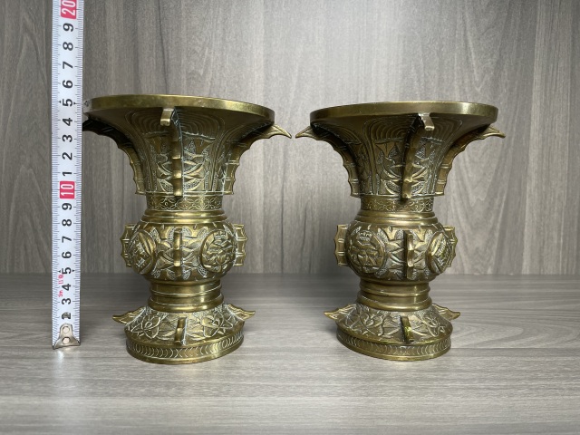 古玩銅器清晚期 銅尊一對(duì)拍賣，當(dāng)前價(jià)格1588元