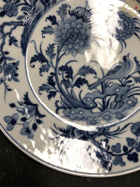 古玩陶瓷康熙 青花錦雞牧丹盤拍賣,當前價格5800元
